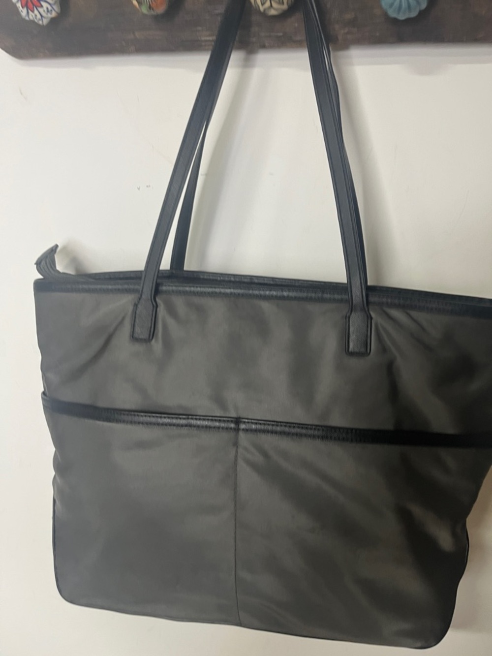 MICHAEL KORS Gray Graphite Nylon Kempton Zip Double Strap Bag - Tote EUC - Picture 5 of 12